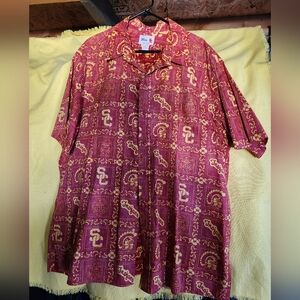 Men's Maroon and Gold Shirt Hawaiian 3XL